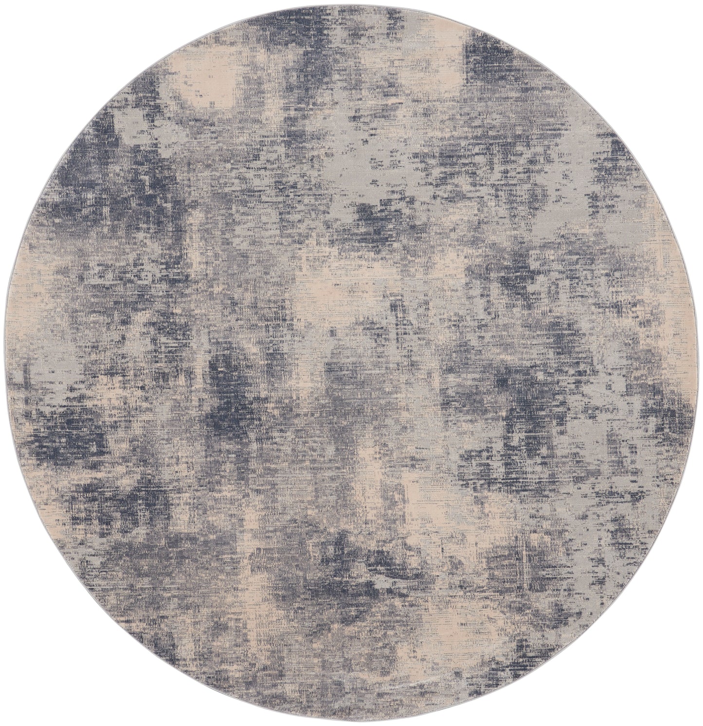 Nourison Rustic Textures 7’10” x Round Blue Ivory Modern Indoor Rug