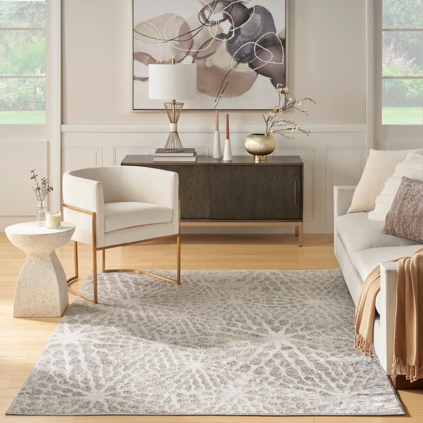 Nourison Ambiance 7'10" x 9'10" Grey Silver Modern Indoor Rug