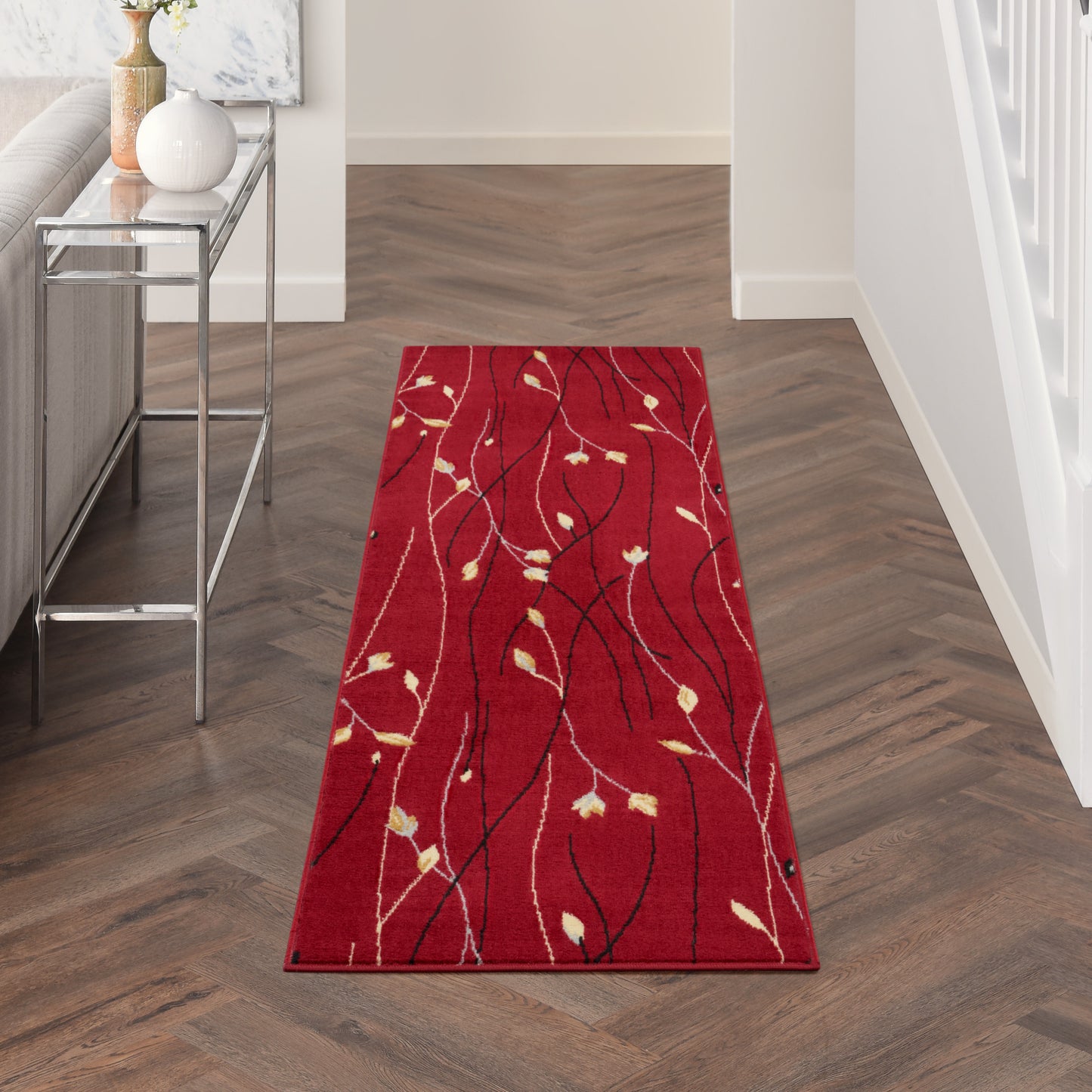 Nourison Grafix 2'3" x 7'6" Red Contemporary Indoor Rug