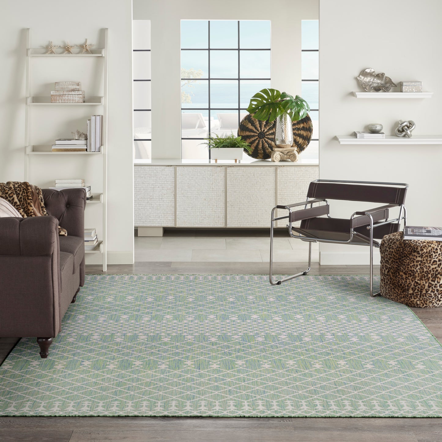 Nourison Positano 8' x 10' Blue Green Modern Rug