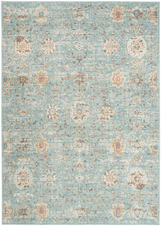 Nourison Washable Decor 5'3" x 7' Blue Vintage Indoor Rug