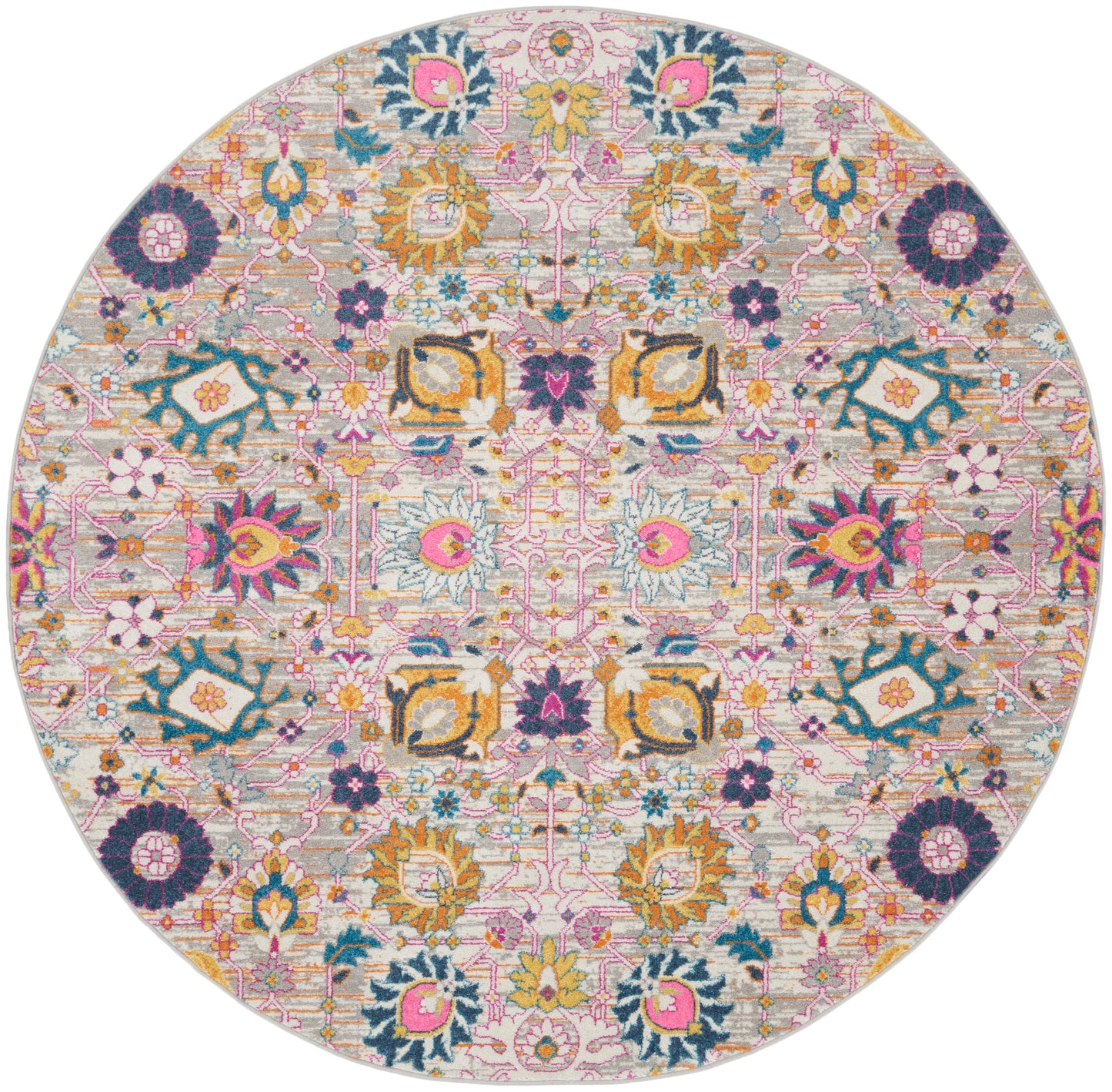 Nourison Passion 8' x Round Silver Bohemian Indoor Rug