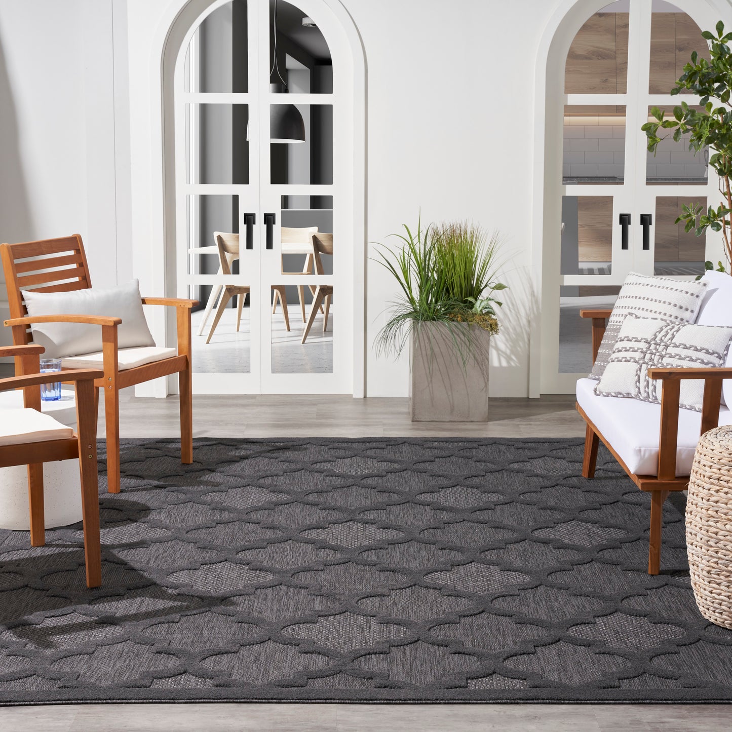 Nourison Easy Care 10' x 14' Charcoal Black Modern Rug