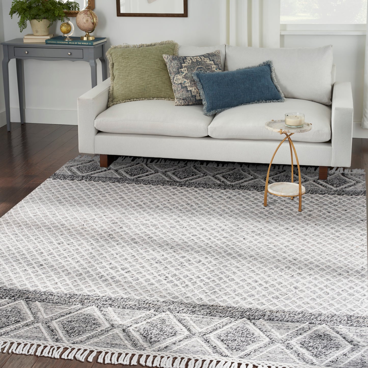 Nicole Curtis Series 3 8' x 10'6" Grey/Ivory Bohemian Indoor Rug