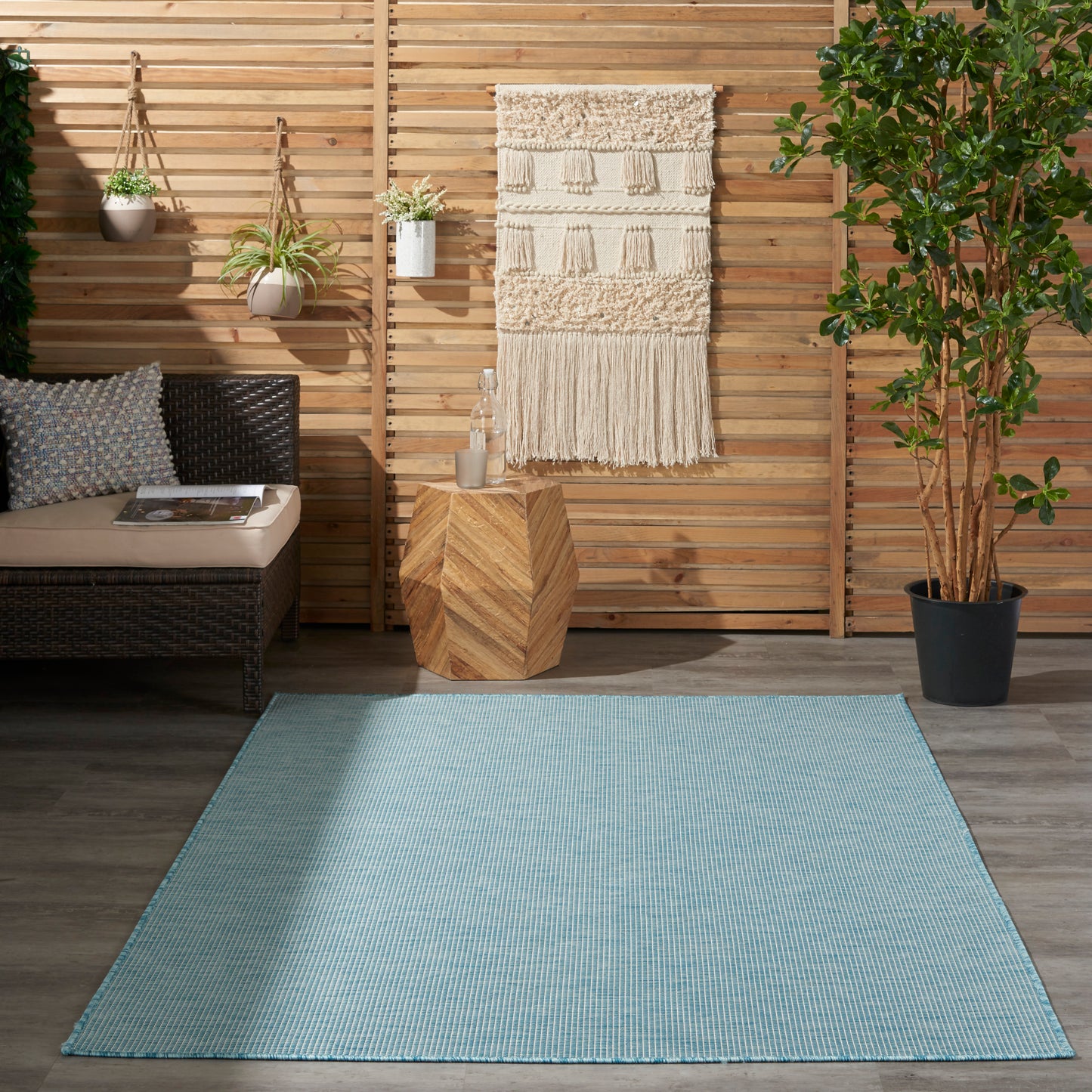 Nourison Positano 5' x 7' Aqua Modern Rug