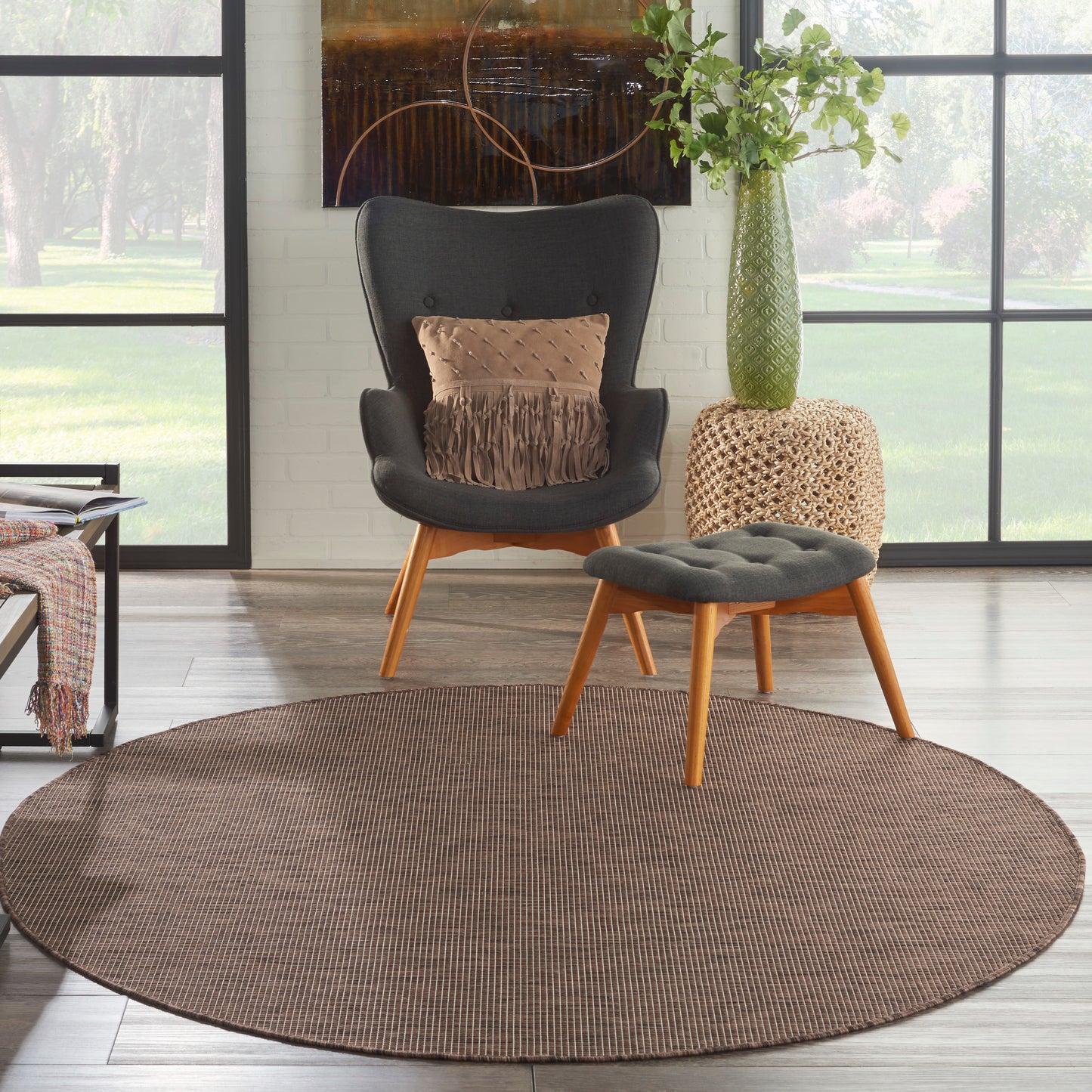 Nourison Positano 6' x Round Natural Modern Rug