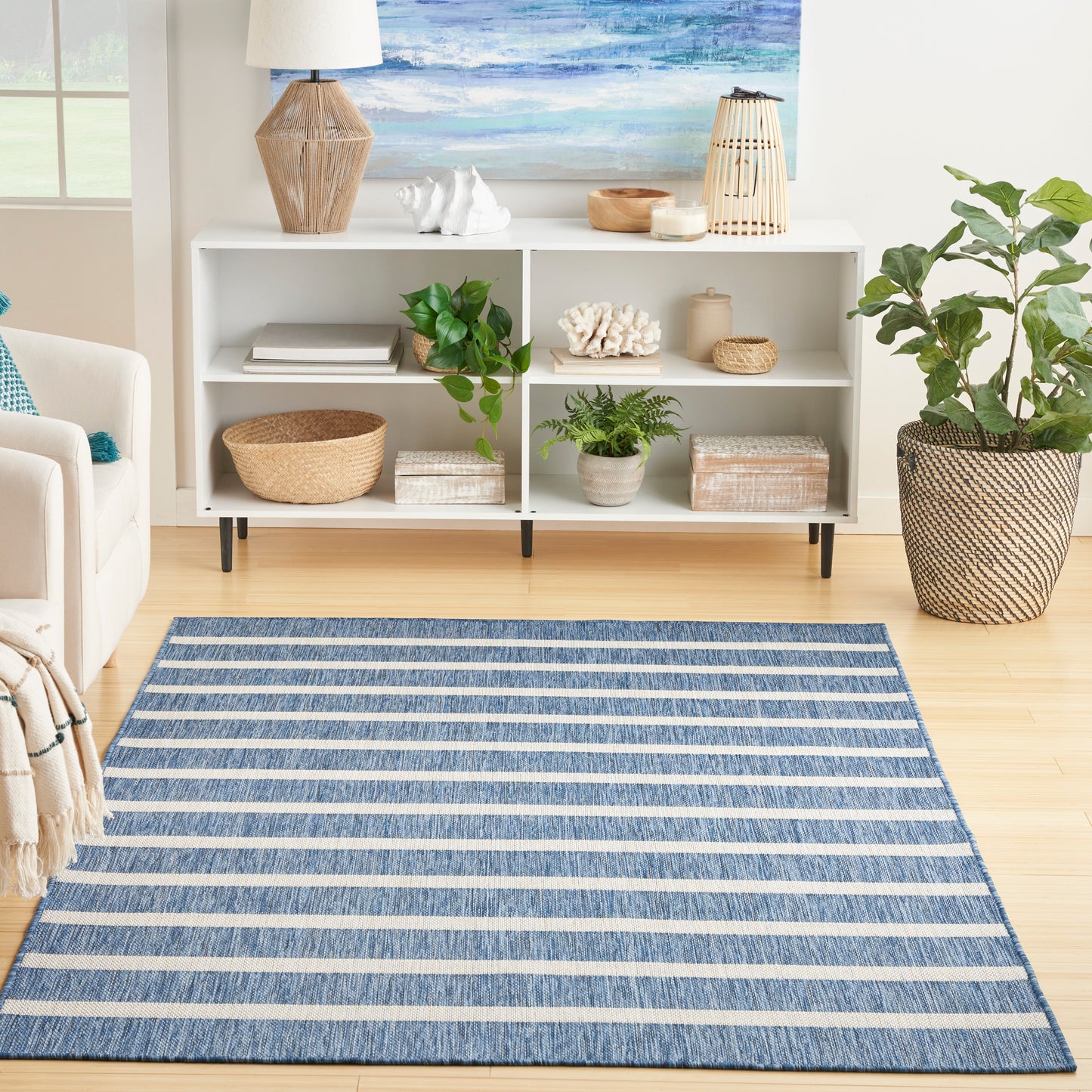 Nourison Positano 6' x 9' Navy Ivory Modern Rug