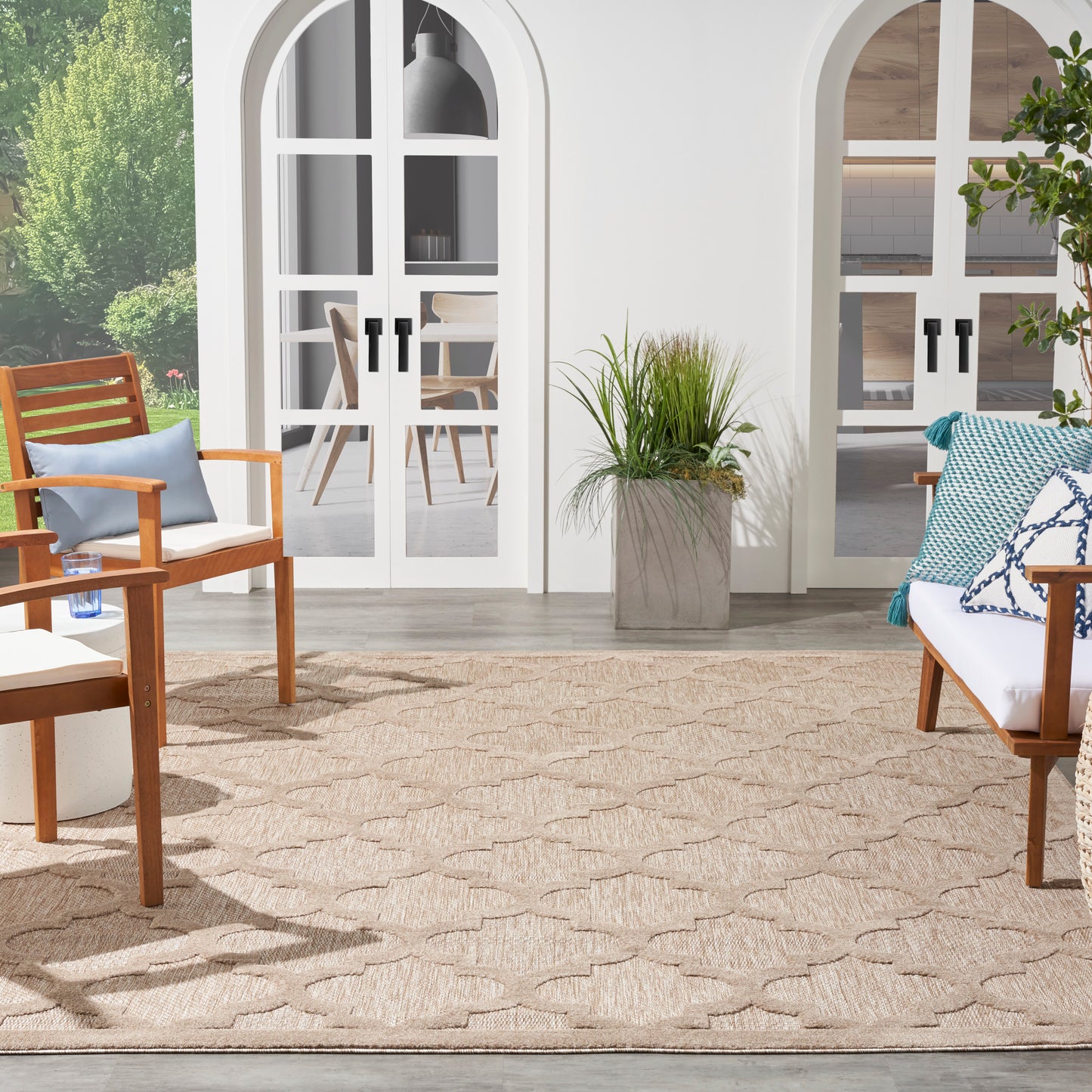 Nourison Easy Care 7' x 10' Natural Beige Modern Rug