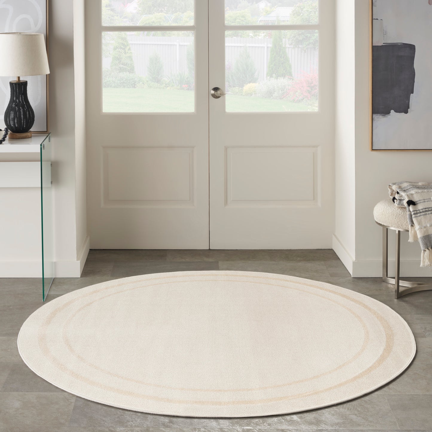 Nourison Nourison Essentials 8' x Round Ivory Gold Contemporary Rug