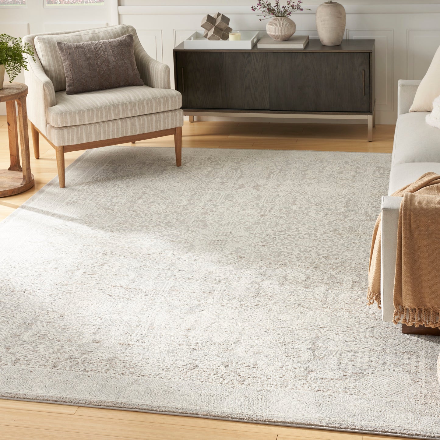 Nourison Eco Cycle 9' x 12' Silver Ivory Vintage Indoor Rug