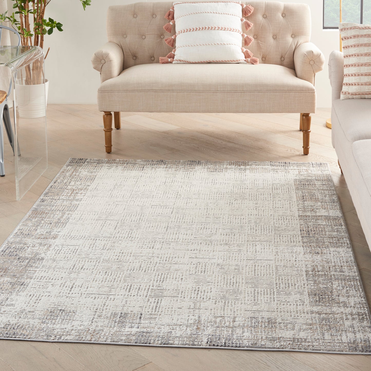 Nourison Elation 5'3" x 7'3" Ivory Grey Modern Indoor Rug