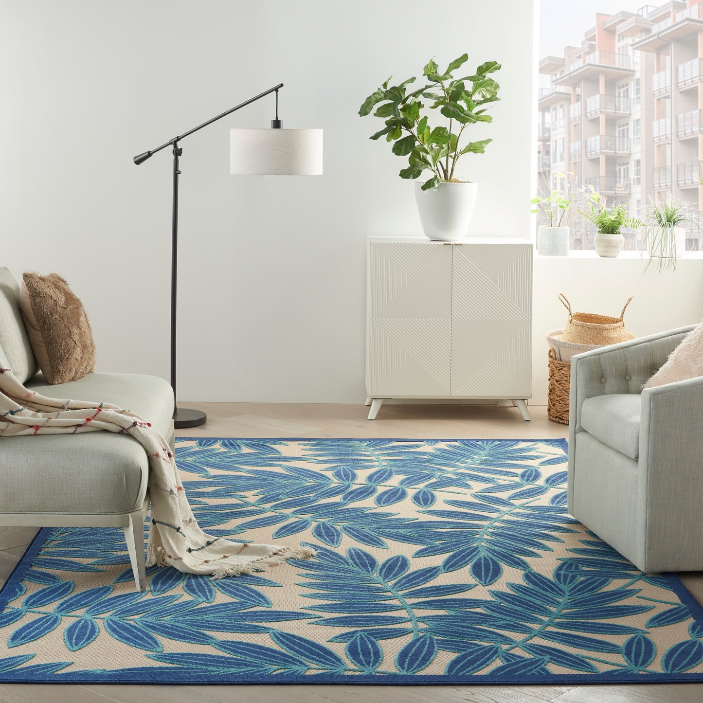 Nourison Aloha 6' x 9' Navy Tropical Rug