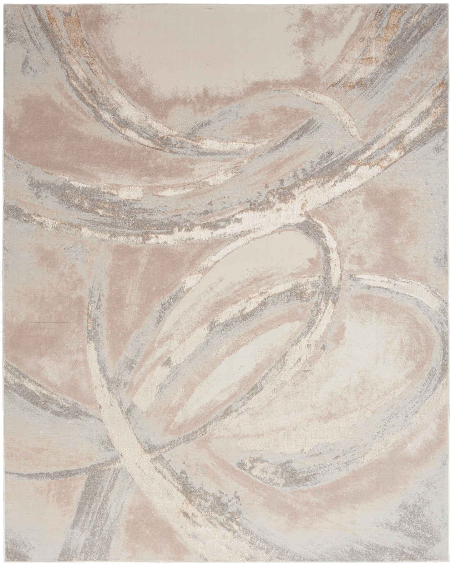 Inspire Me! Home Décor Brushstrokes 12' x 15' Beige Grey Modern Indoor Rug