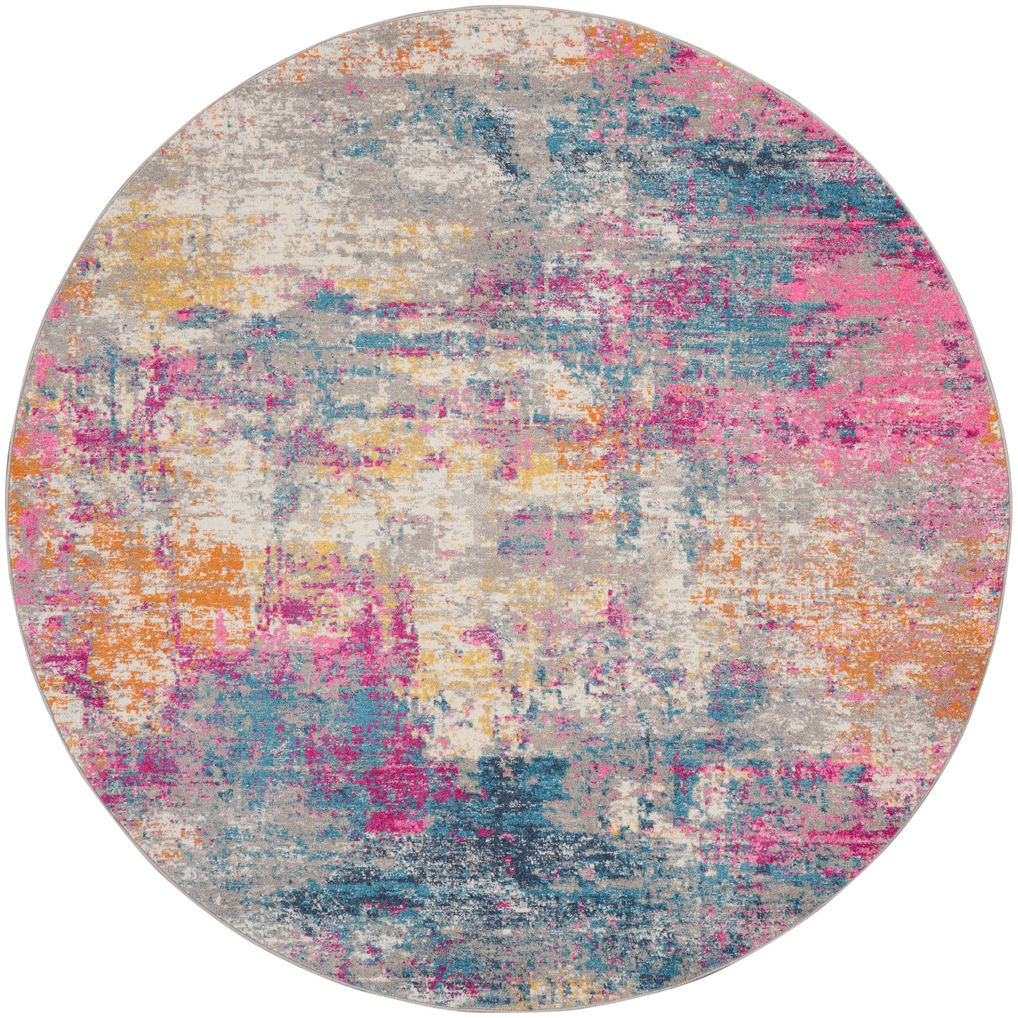 Nourison Passion 8' x Round Ivory Multicolor Modern Indoor Rug