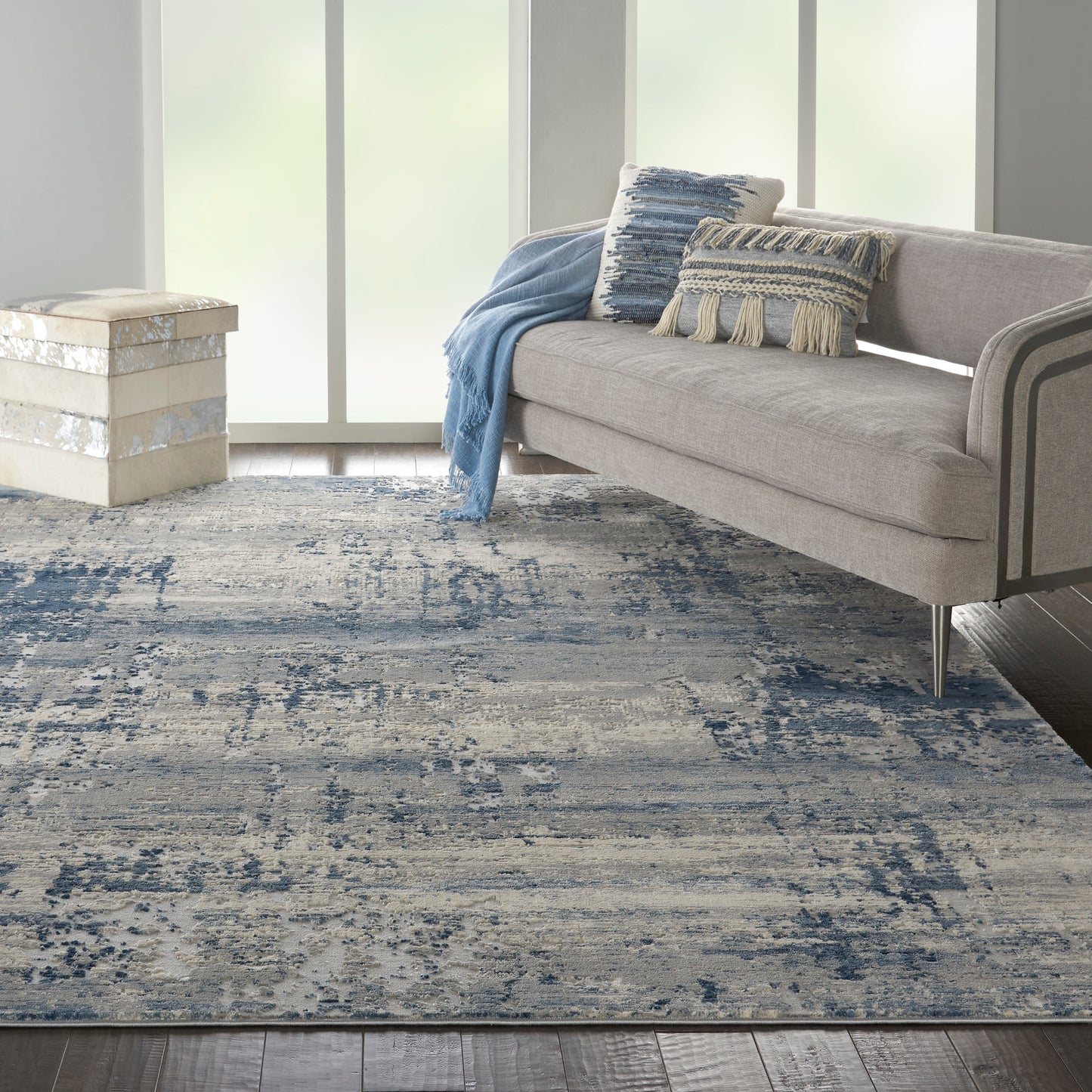 Nourison Rustic Textures 7'10" x 10'6" Ivory Blue Modern Indoor Rug