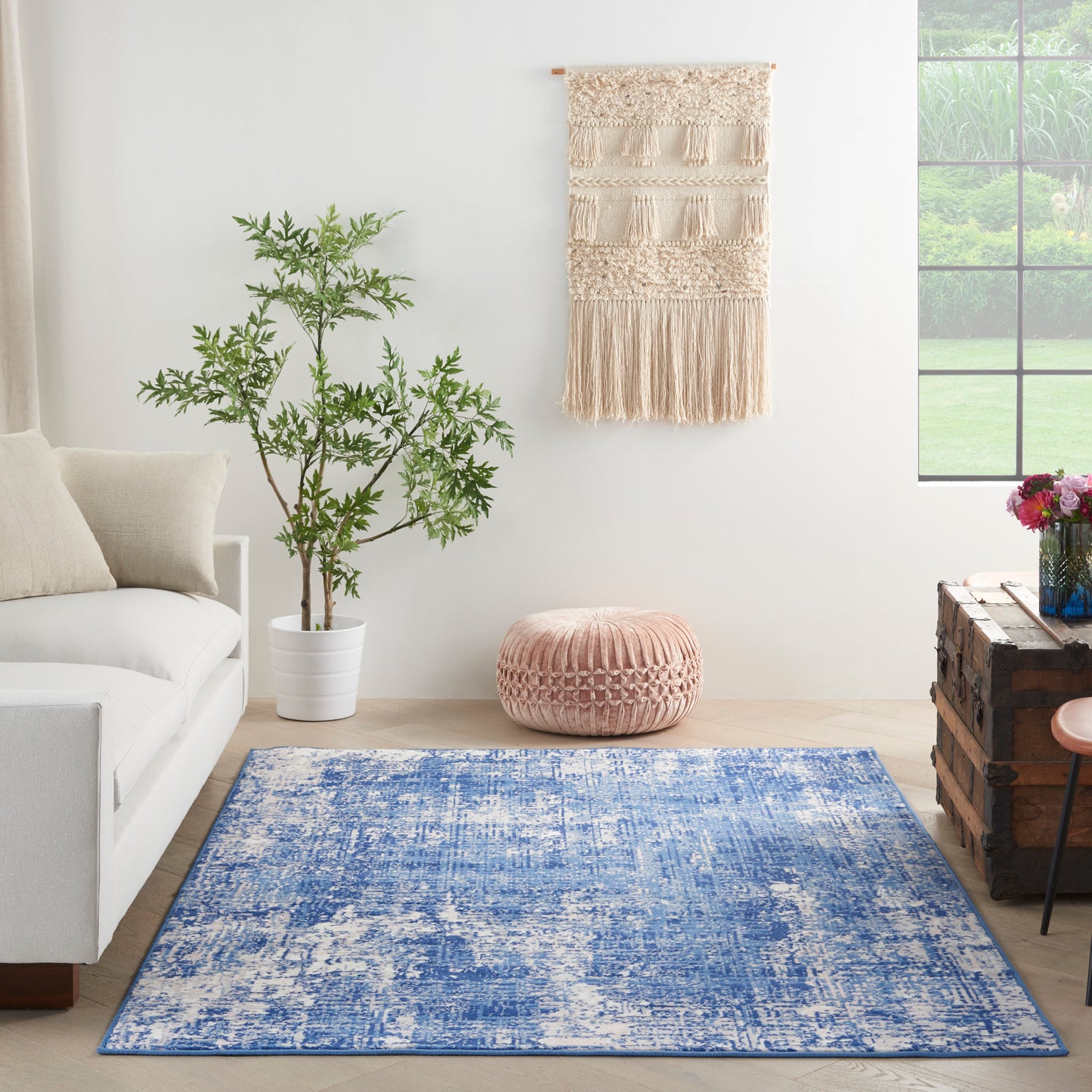 Nourison Whimsicle 4' x 6' Blue Ivory Modern Indoor Rug