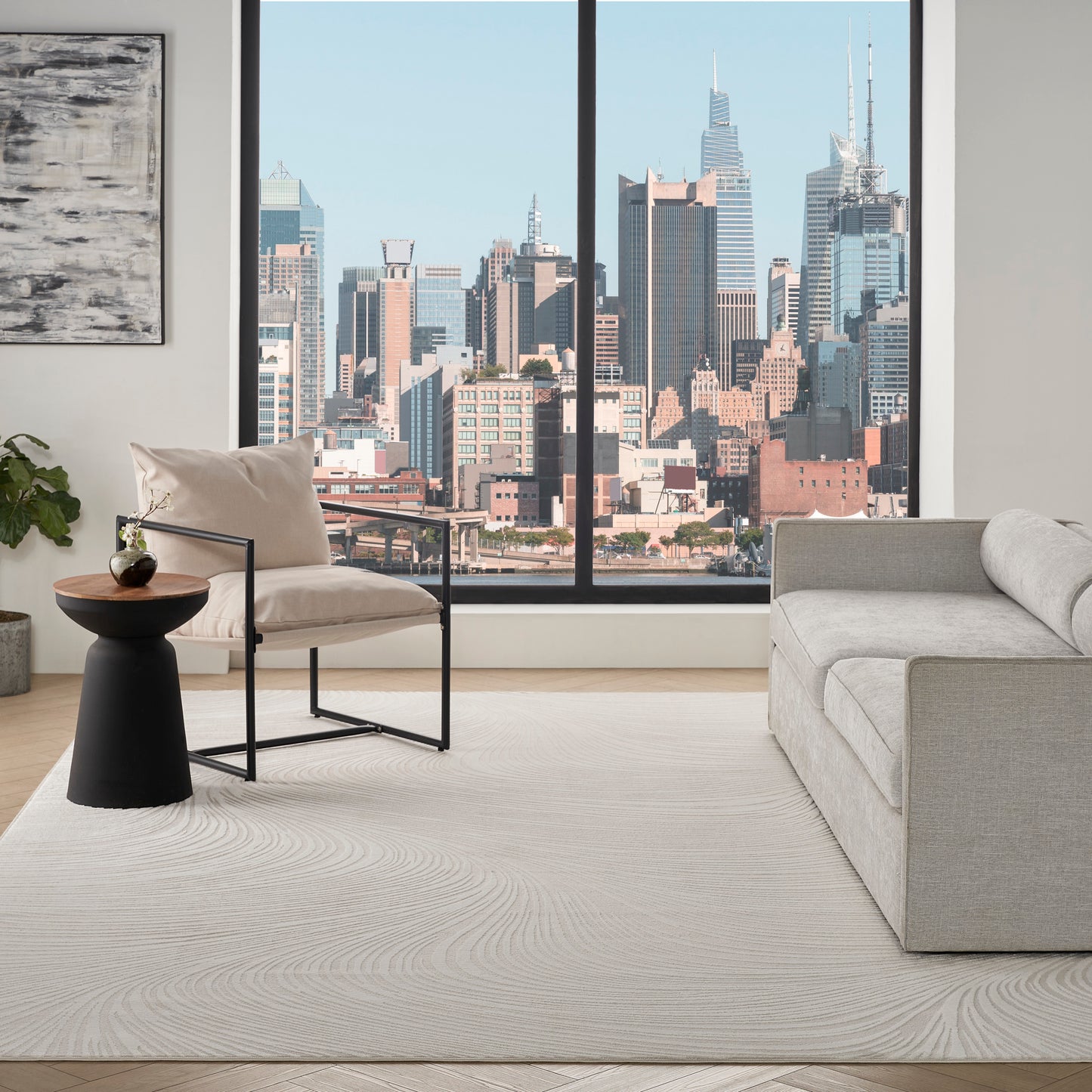 DKNY Central Park West 9' x 12' Ivory Modern Indoor Rug