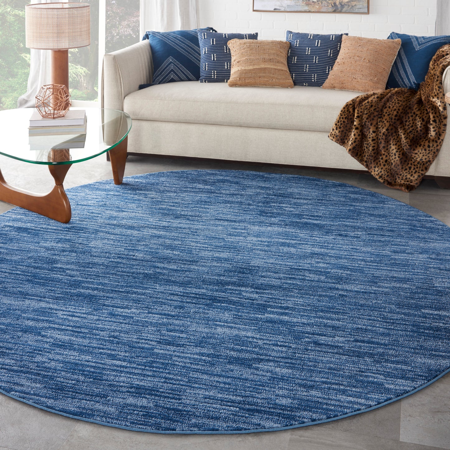 Nourison Nourison Essentials 8' x Round Navy Blue Outdoor Rug