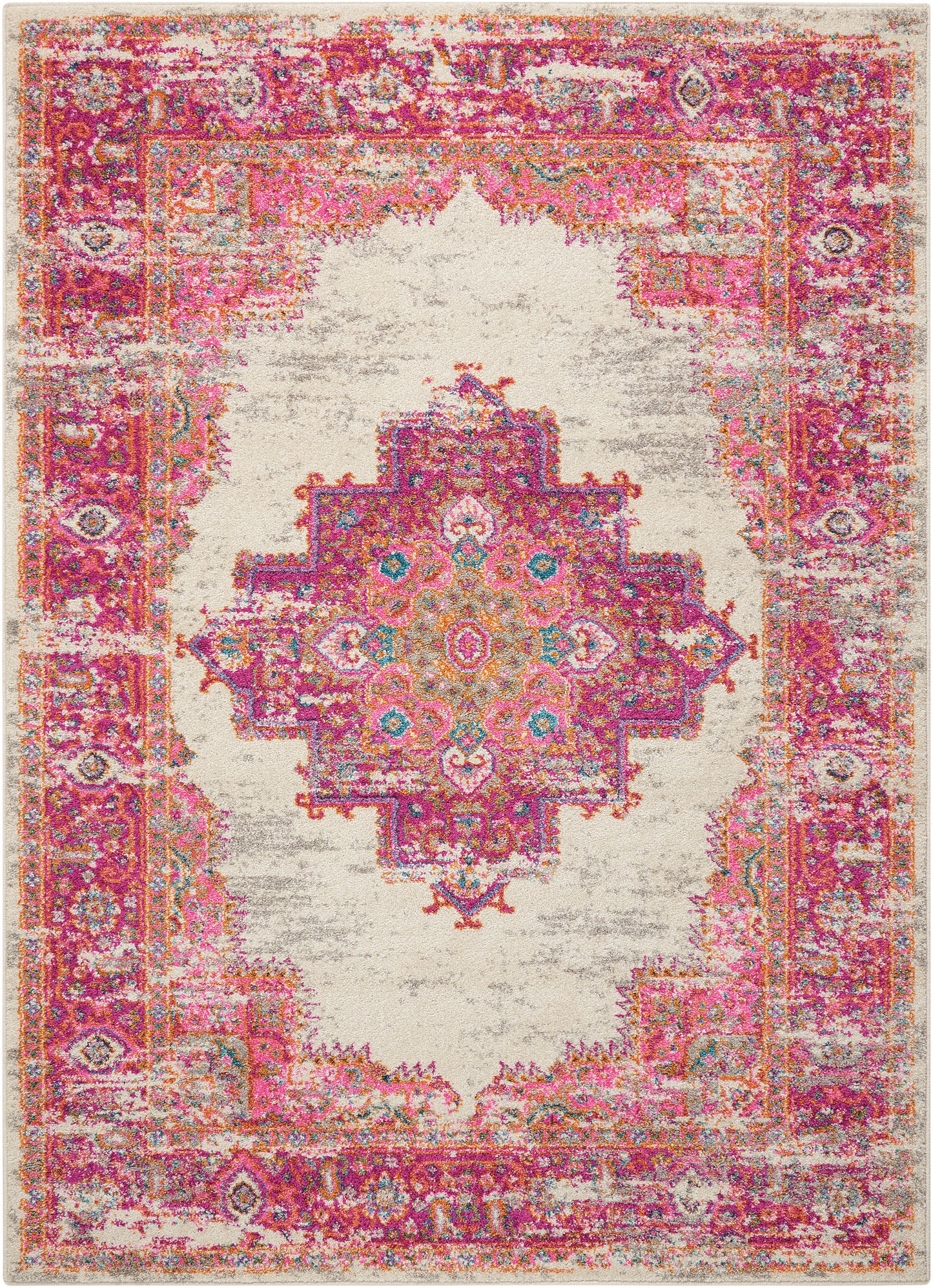 Nourison Passion 5'3" x 7'3" Ivory/Fuchsia Bohemian Indoor Rug