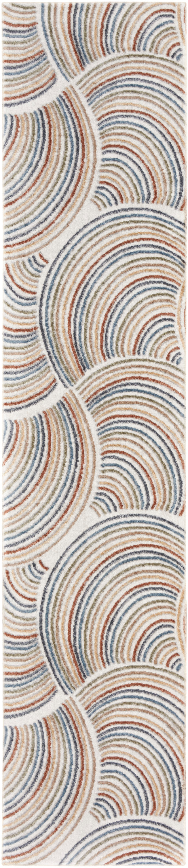 Nourison Astra Machine Washable 2'2" x 12' Ivory Multicolor Mid-Century Modern Indoor Rug