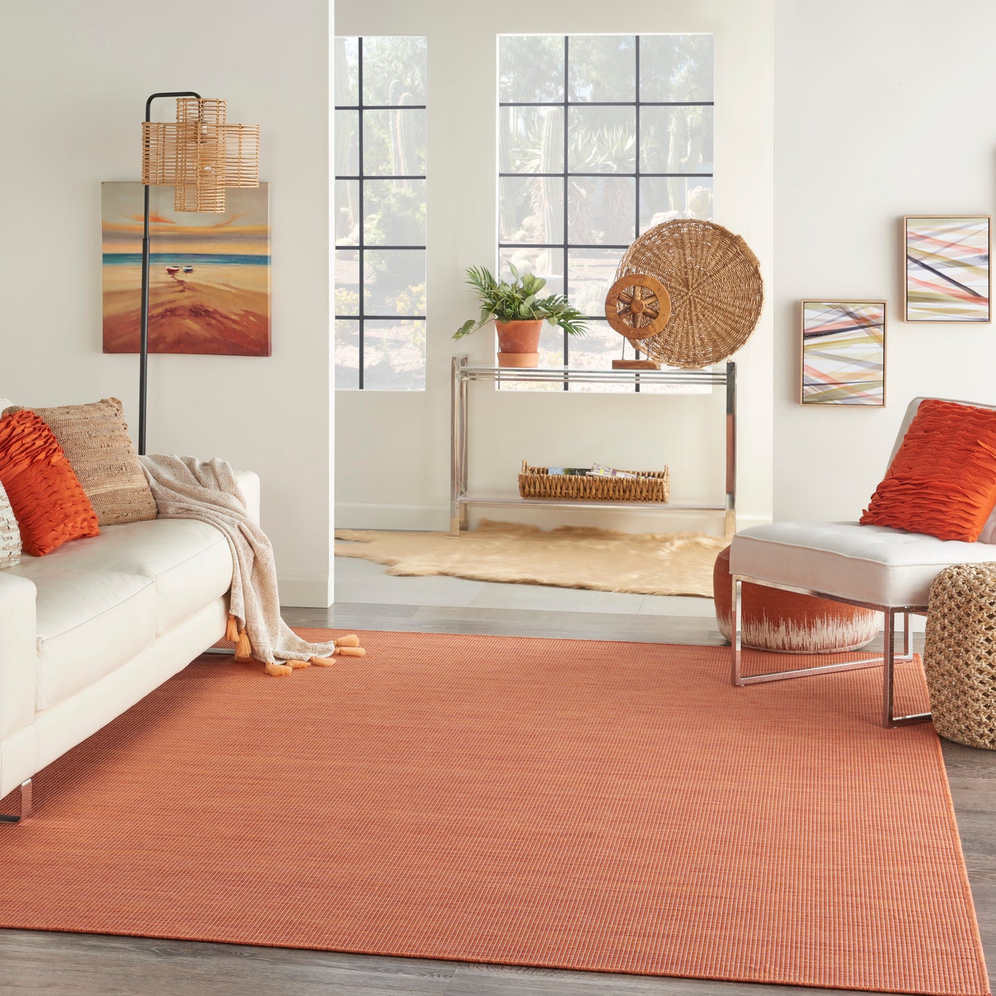 Nourison Positano 7' x 10' Terracotta Modern Rug