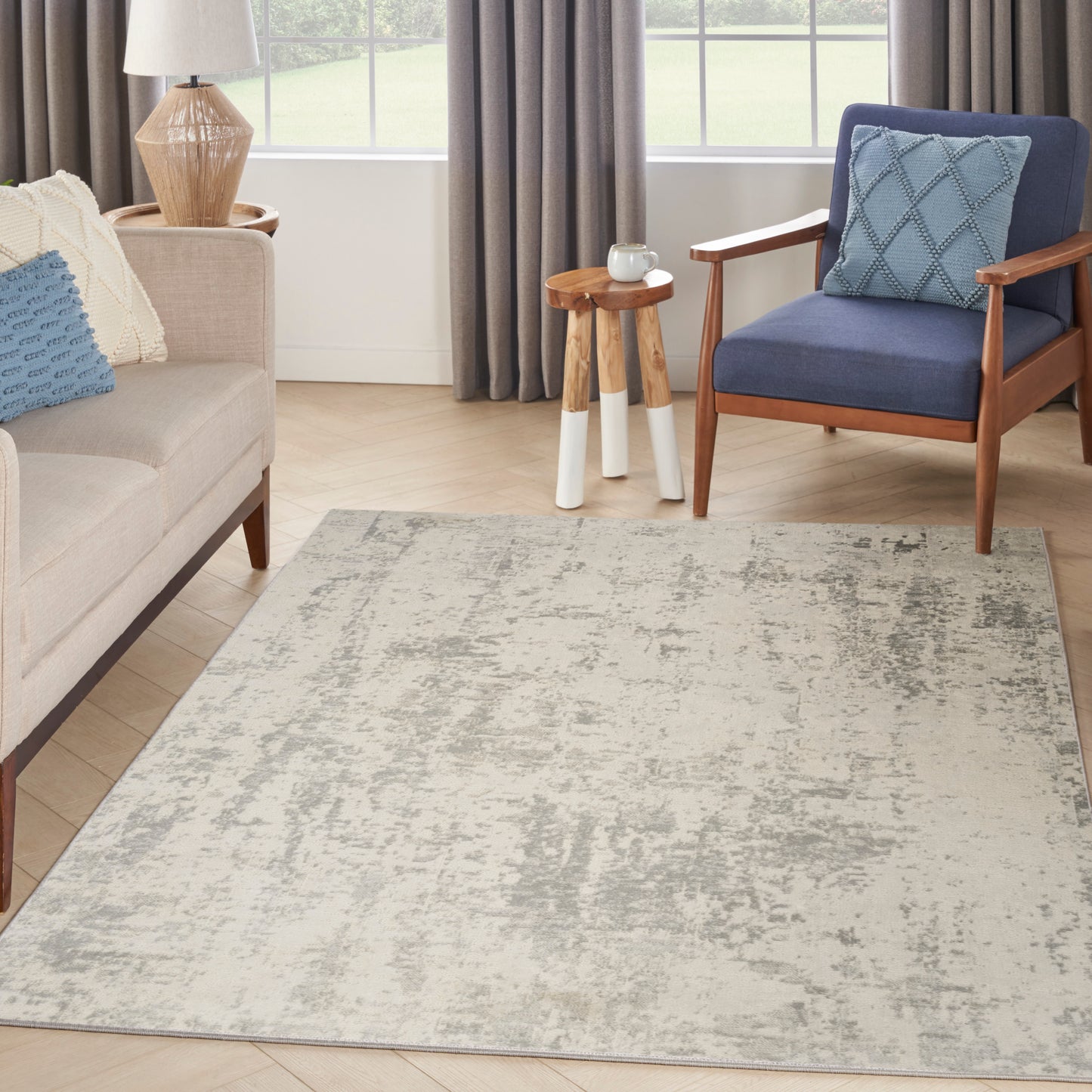 Nourison Quarry 3'9" x 5'9" Cream Grey Modern Indoor Rug