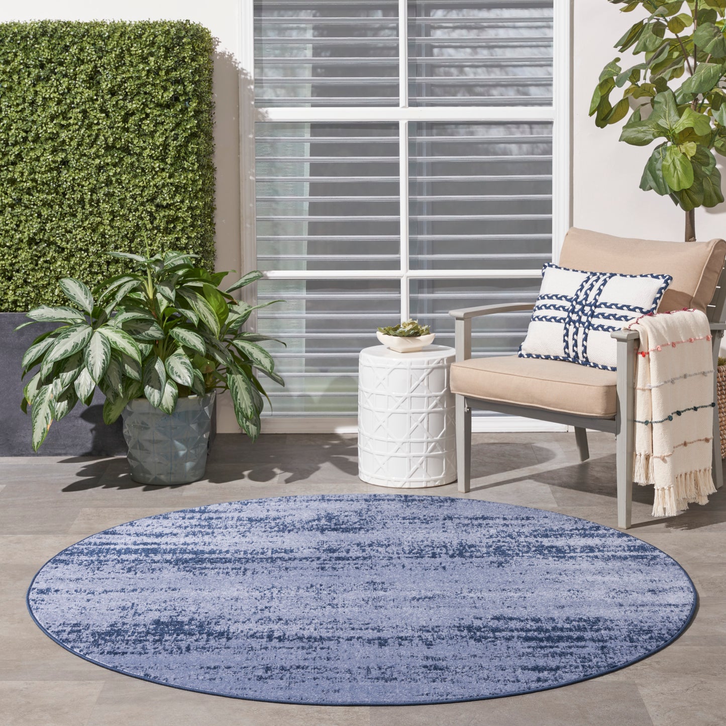 Nourison Nourison Essentials 8' x Round Denim Modern Rug