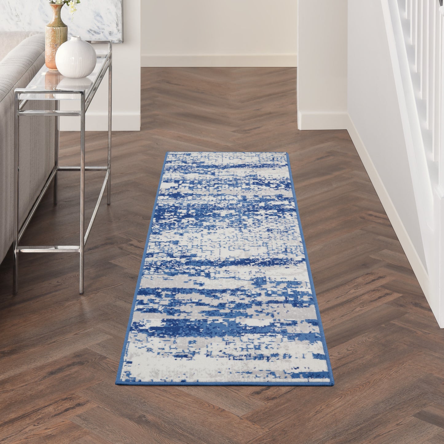 Nourison Whimsicle 2' x 6' Ivory Navy Modern Indoor Rug