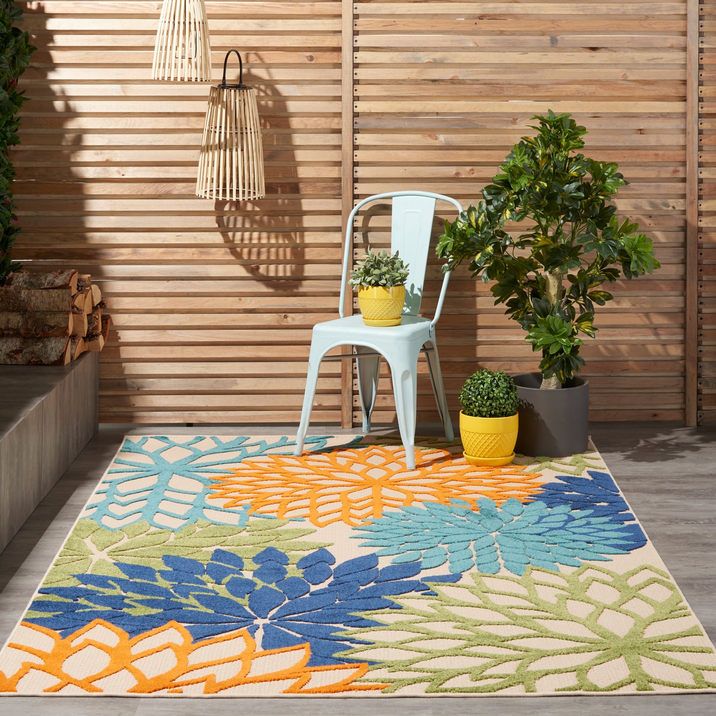 Nourison Aloha 5'3" x 7'5" Multicolor Tropical Rug