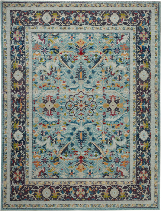 Nourison Ankara Global 7'10" x 9'10" Teal Multicolor Bohemian Indoor Rug