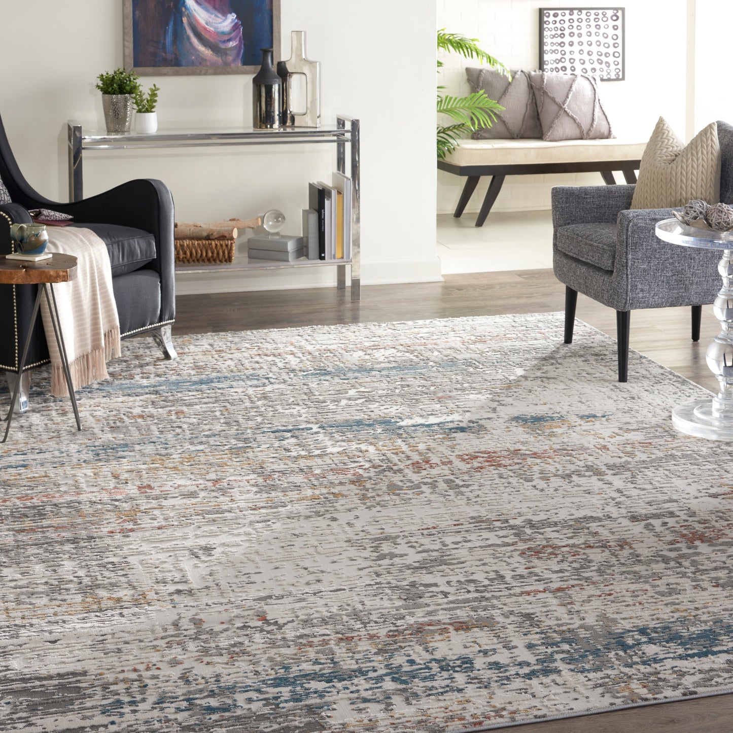 Nourison Rustic Textures 9'3" x 12'9" Light Grey Multi Modern Indoor Rug