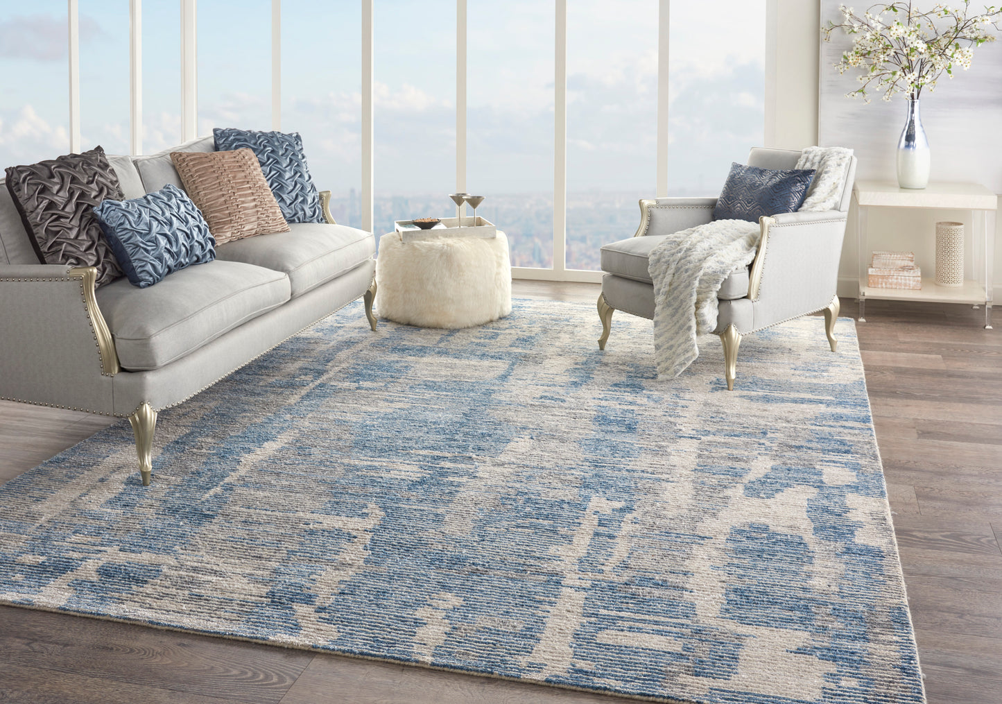 Nourison Ellora 9'9" x 13'9" Blue Modern Indoor Rug