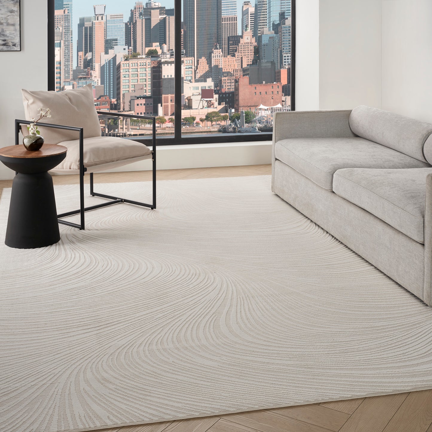 DKNY Central Park West 7'10" x 9'10" Ivory Modern Indoor Rug