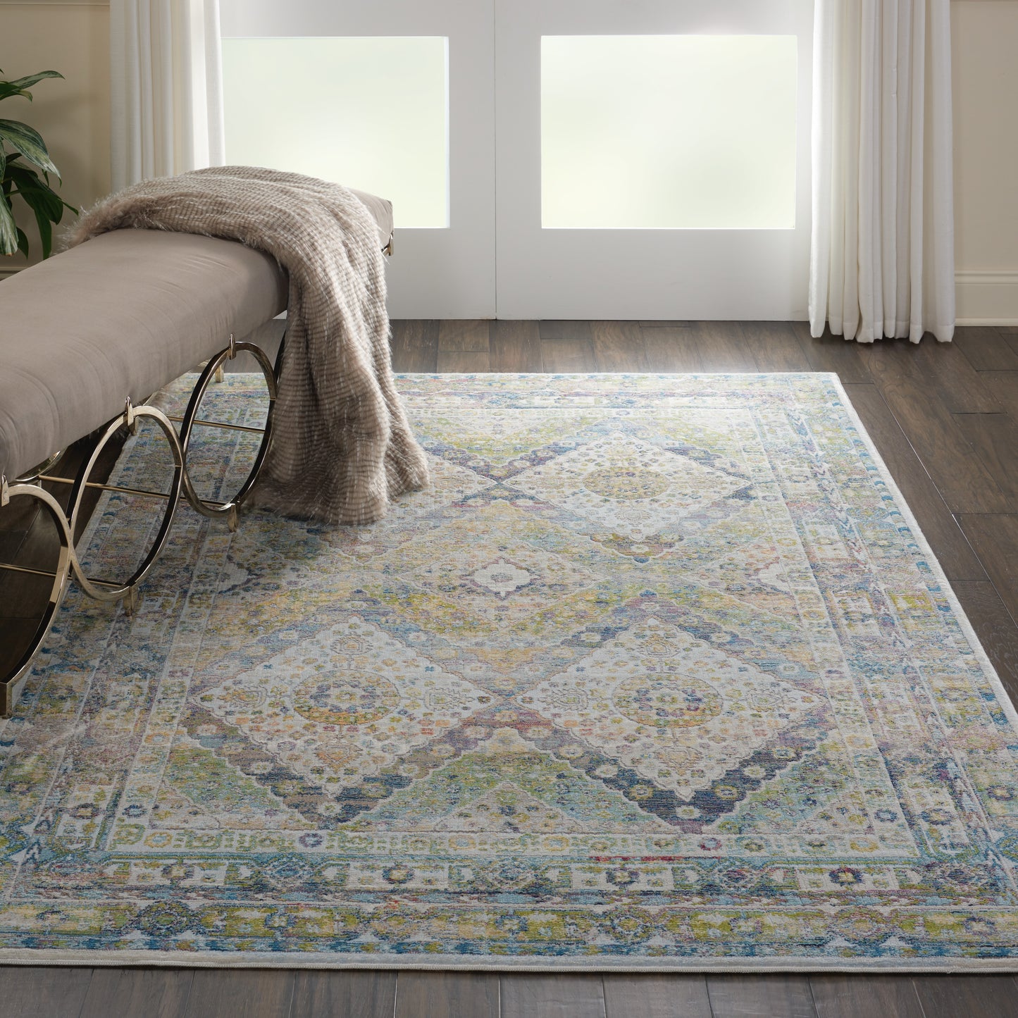 Nourison Ankara Global 4' x 6' Blue Green Vintage Indoor Rug