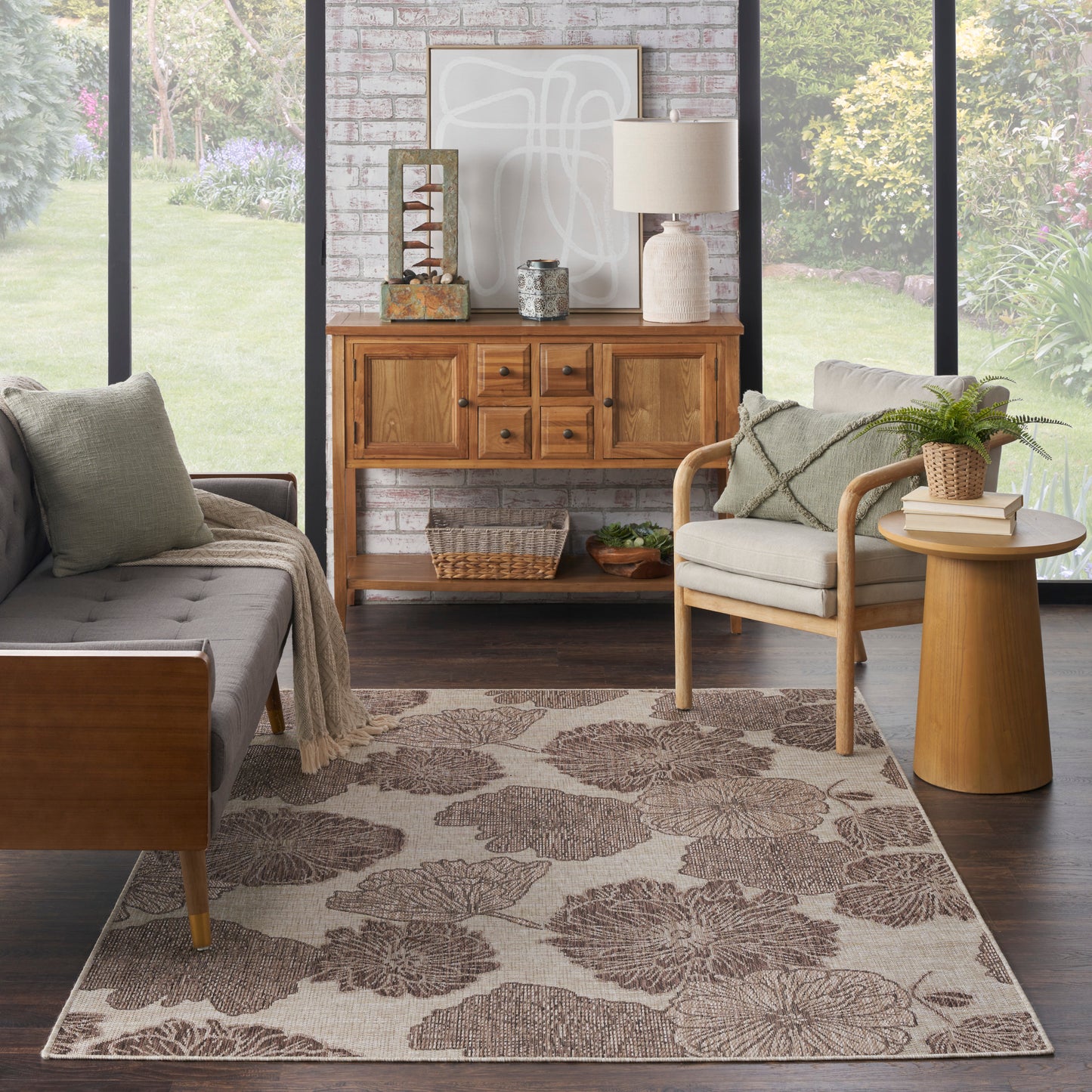 Nourison Garden Oasis 5' x 7' Natural Tropical Rug