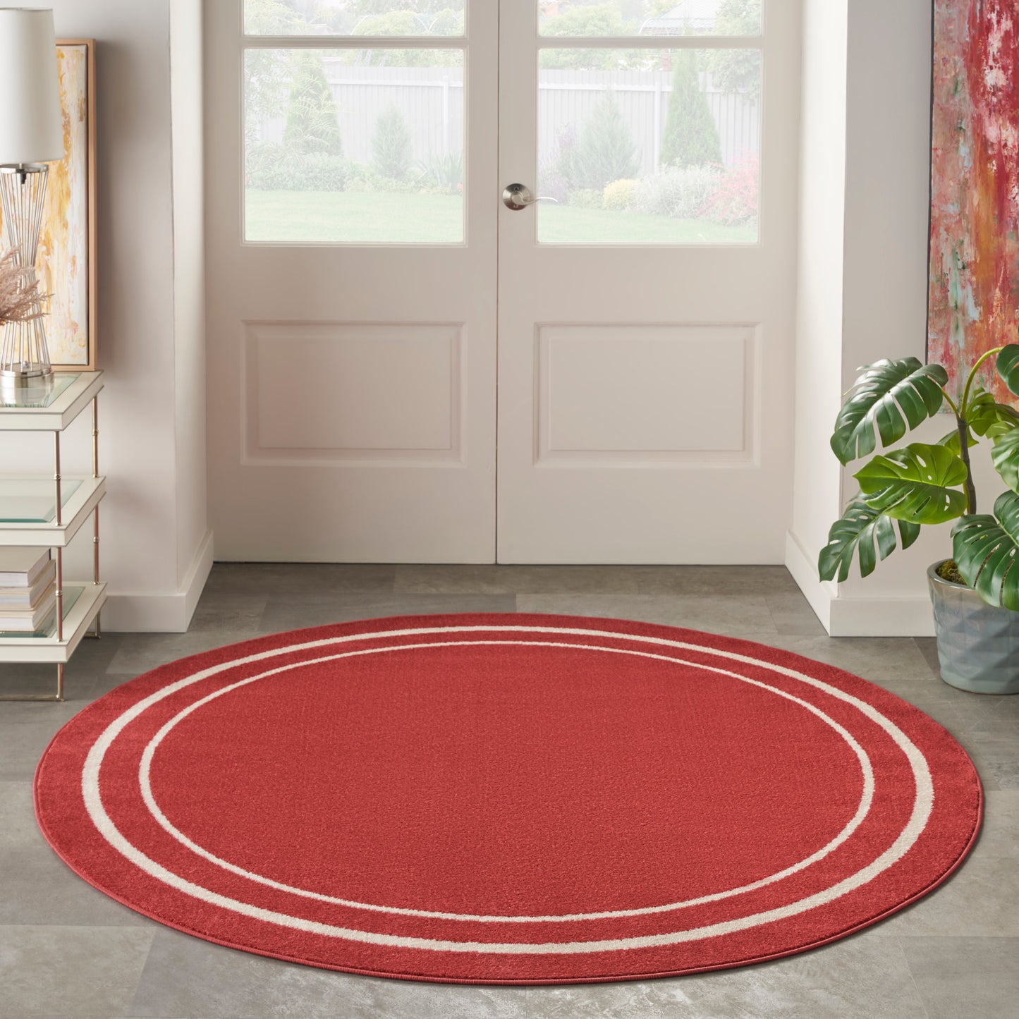 Nourison Nourison Essentials 4' x Round Brick Ivory Contemporary Rug