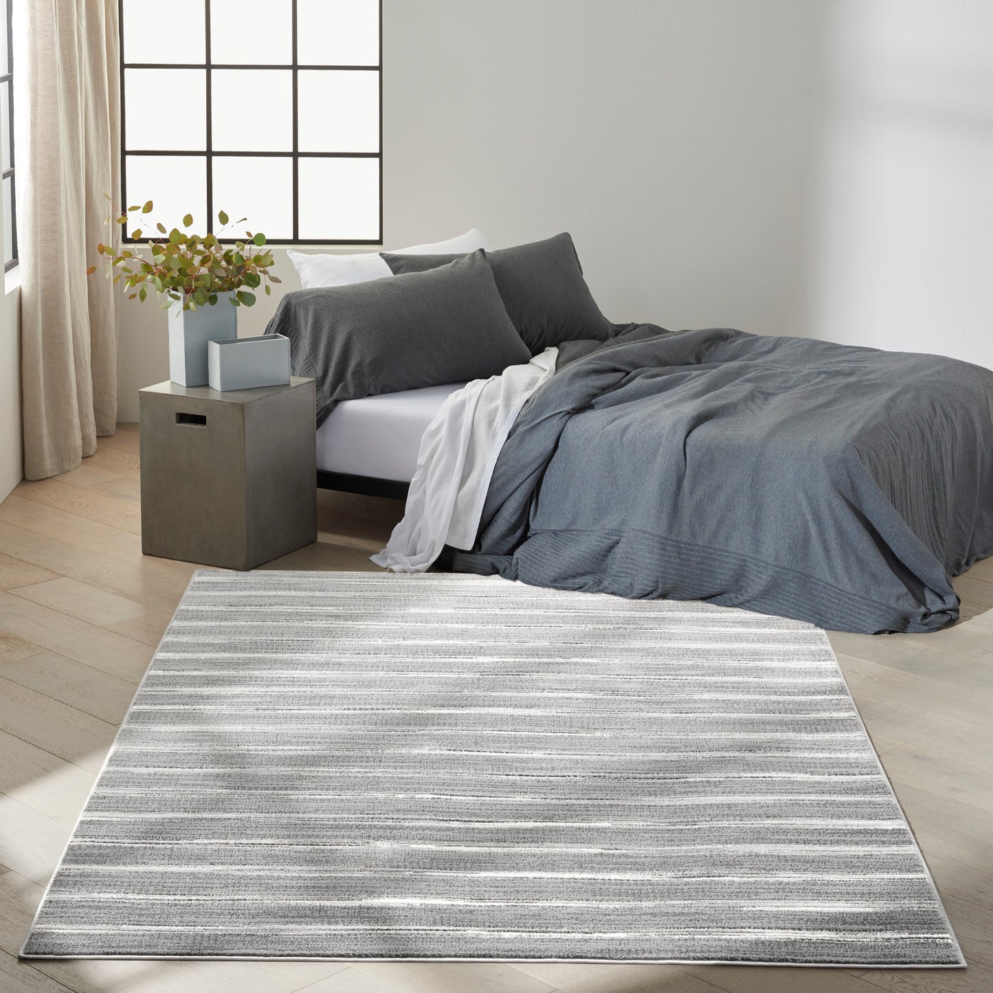 Calvin Klein CK011 Verdant 5'3" x 7'3" Charcoal Ivory Modern Indoor Rug