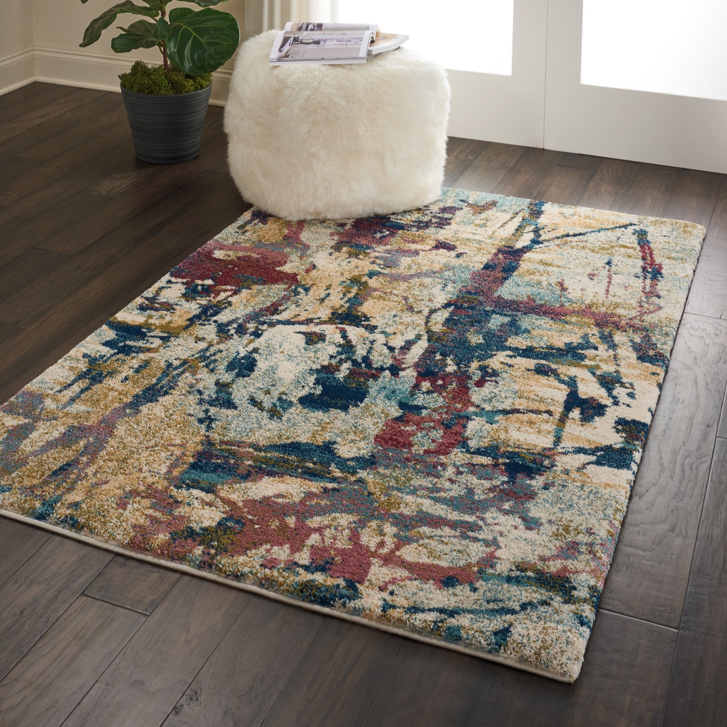 Nourison Fusion 4' x 6' Cream Multicolor Modern Indoor Rug