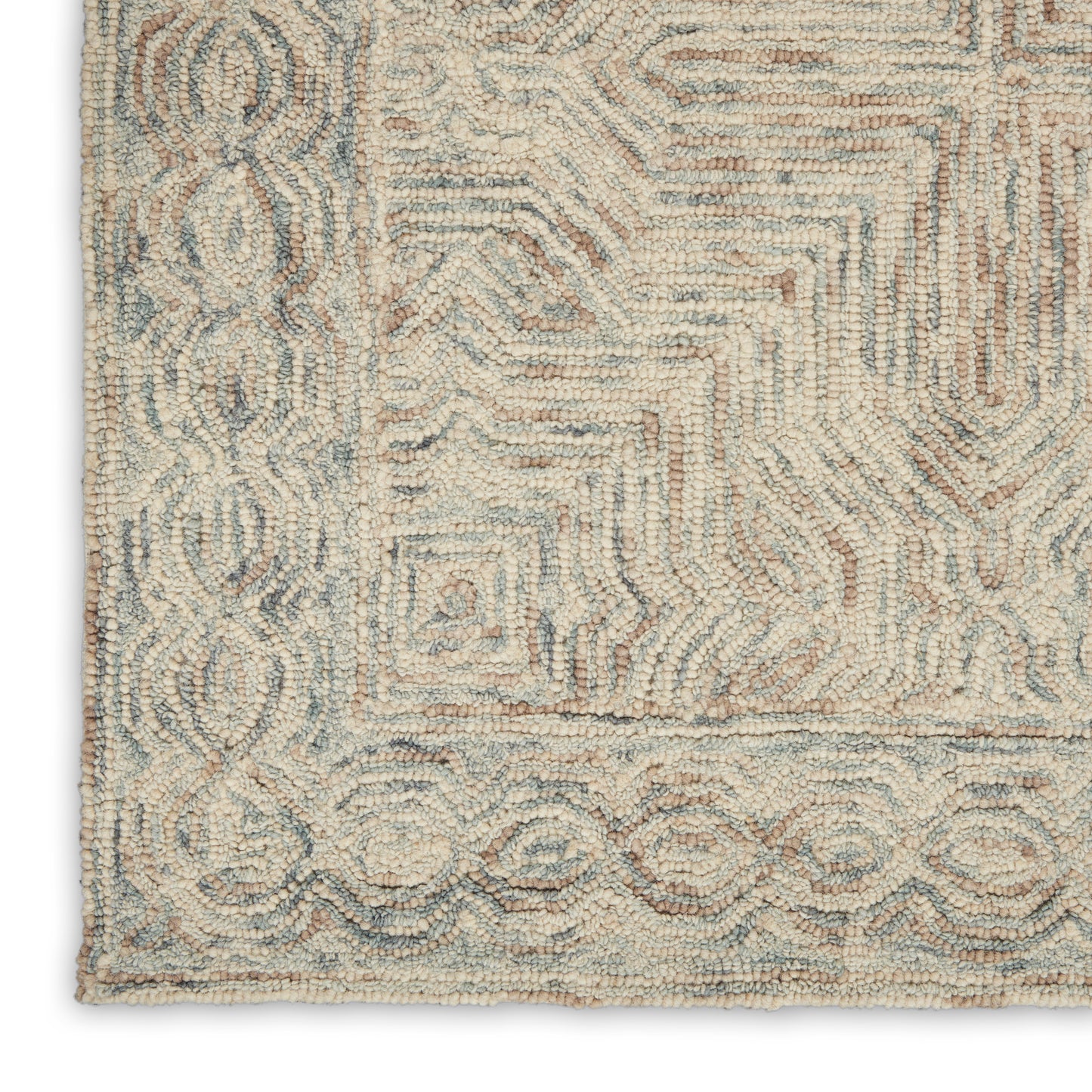 Nourison Interlock 2'3" x 7'6" Blue Ivory Bohemian Indoor Rug