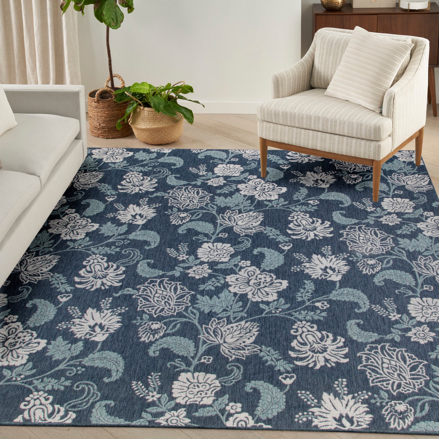 Nourison Garden Oasis 9' x 12' Navy Tropical Rug