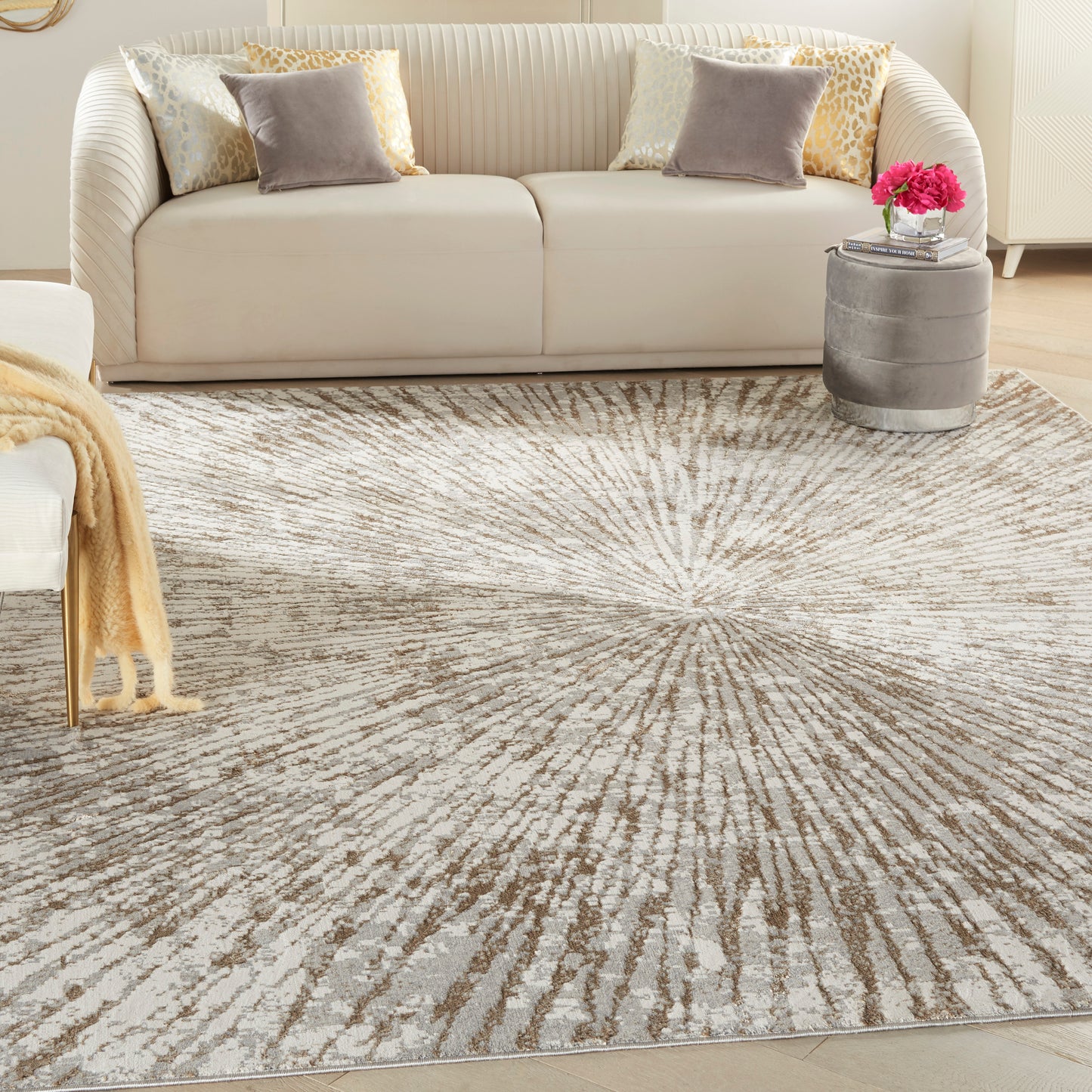 Inspire Me! Home Décor Metallic 8' x 10' Grey Mocha Glam Indoor Rug