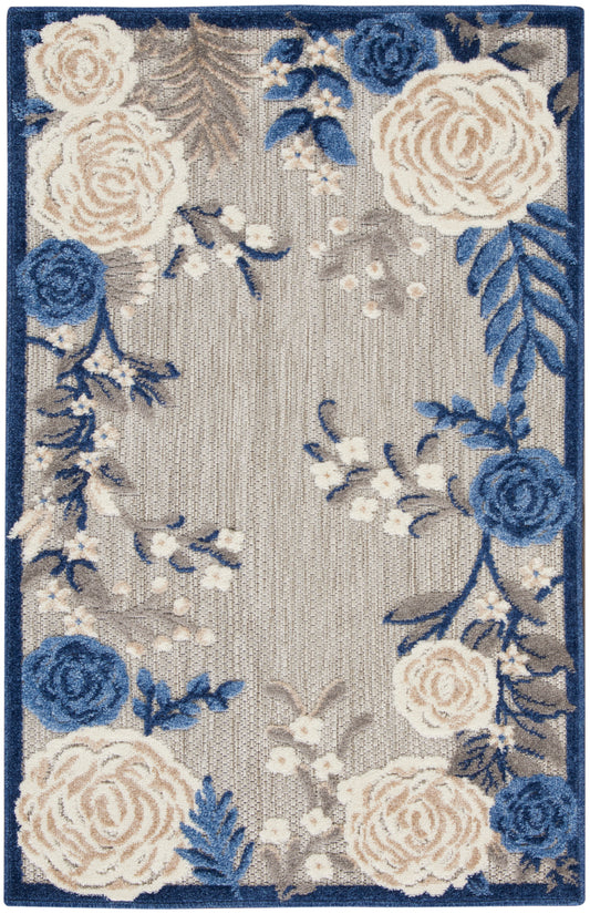 Nourison Aloha 2'8" x 4' Blue Grey Contemporary Rug