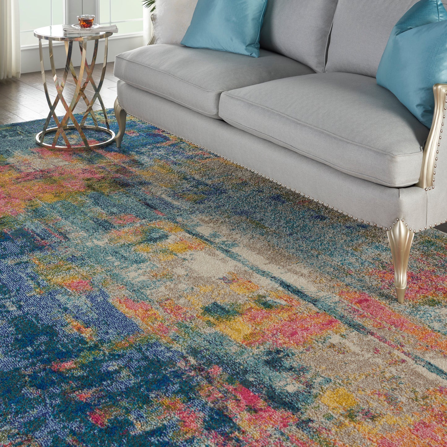 Nourison Celestial 9' x 12' Blue Yellow Modern & Contemporary Indoor Rug