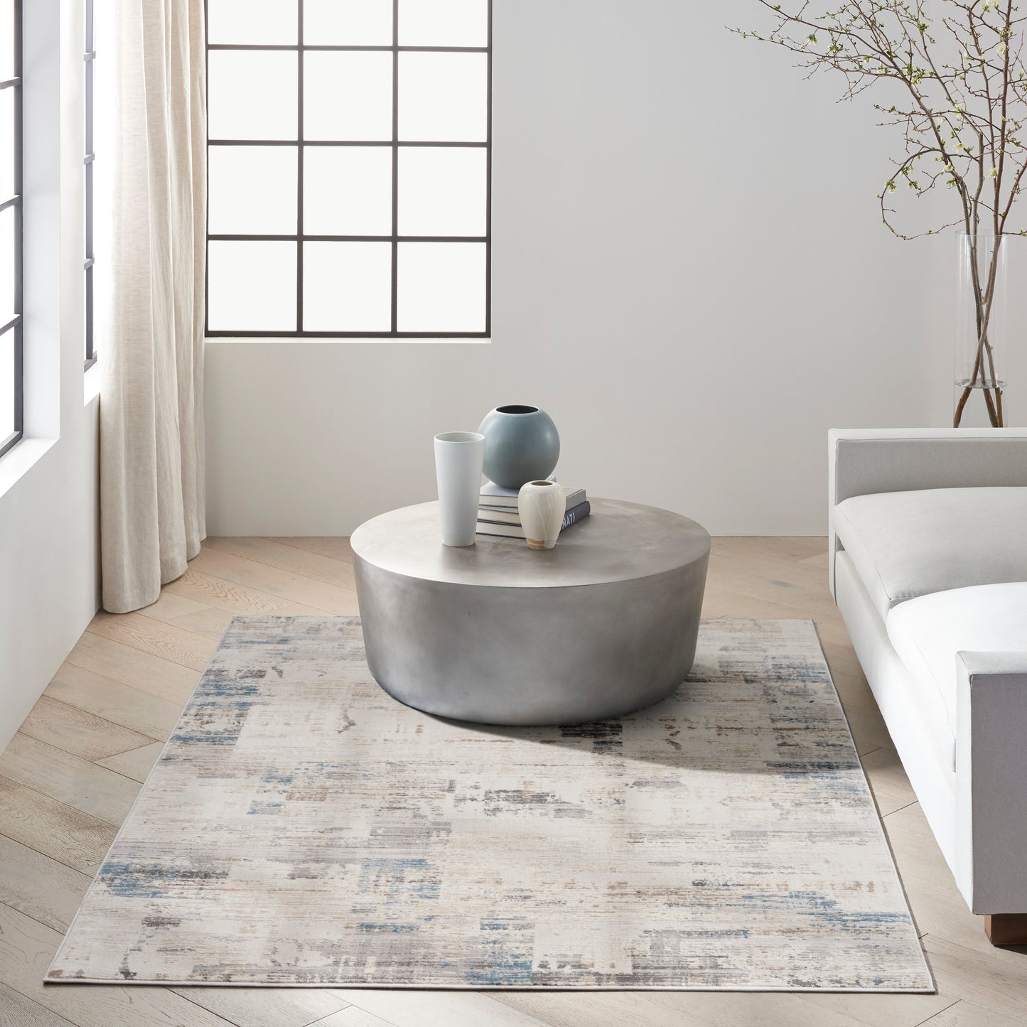 Calvin Klein CK022 Infinity 4' x 6' Ivory Grey Blue Modern Indoor Rug