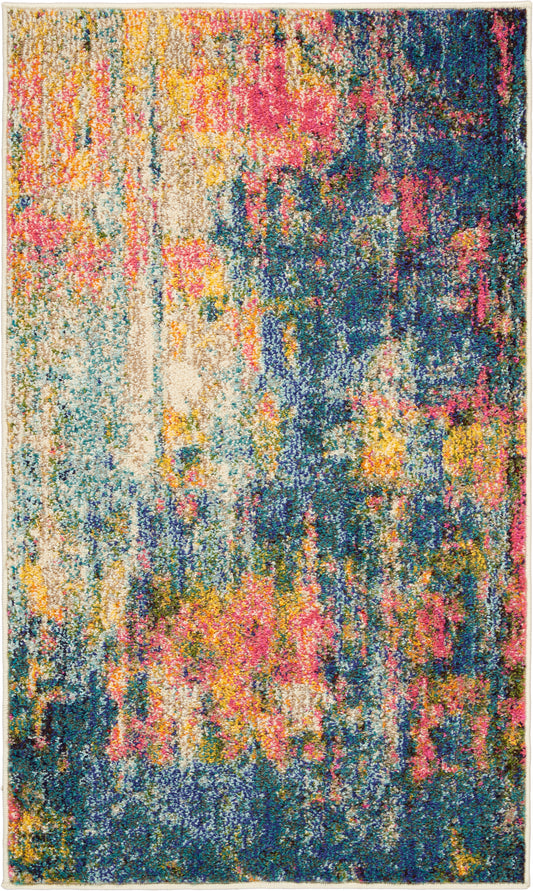 Nourison Celestial 2'2" x 3'9" Blue Yellow Modern & Contemporary Indoor Rug