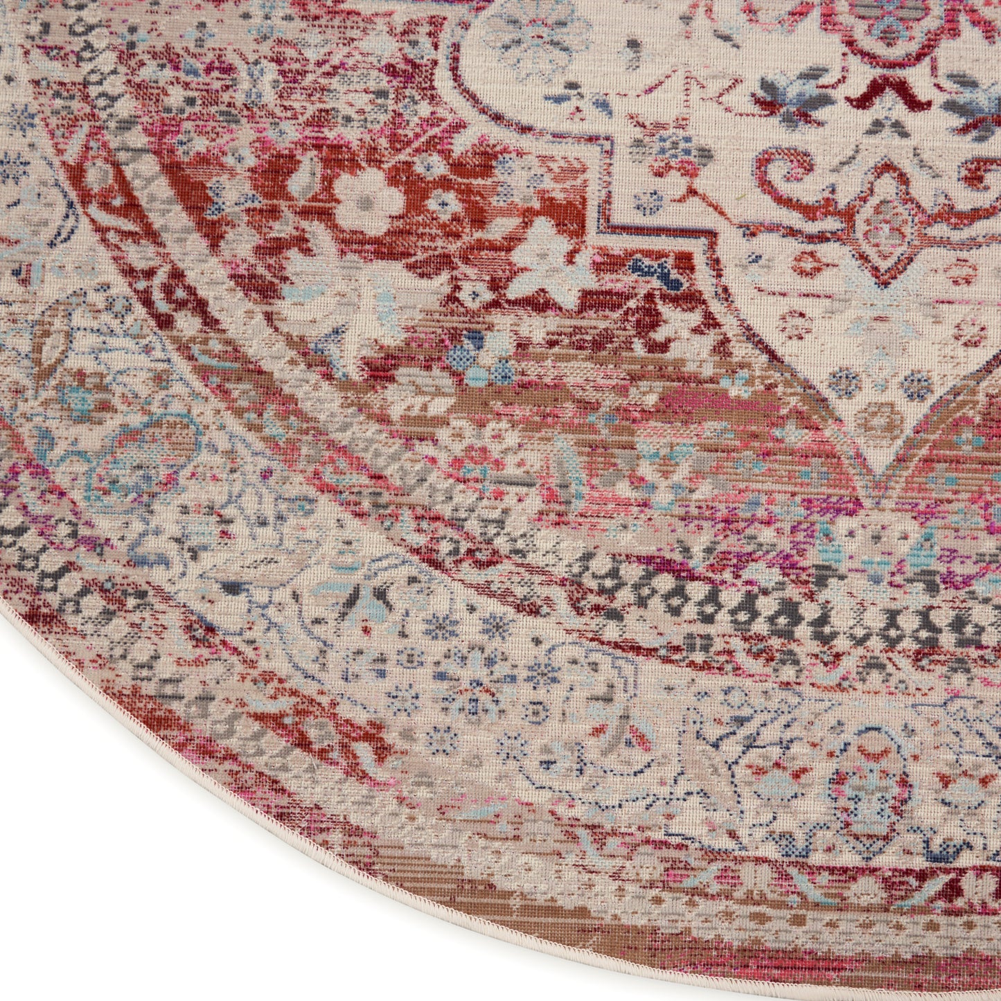 Nourison Vintage Kashan 4' x Round Red/Ivory Vintage Indoor Rug