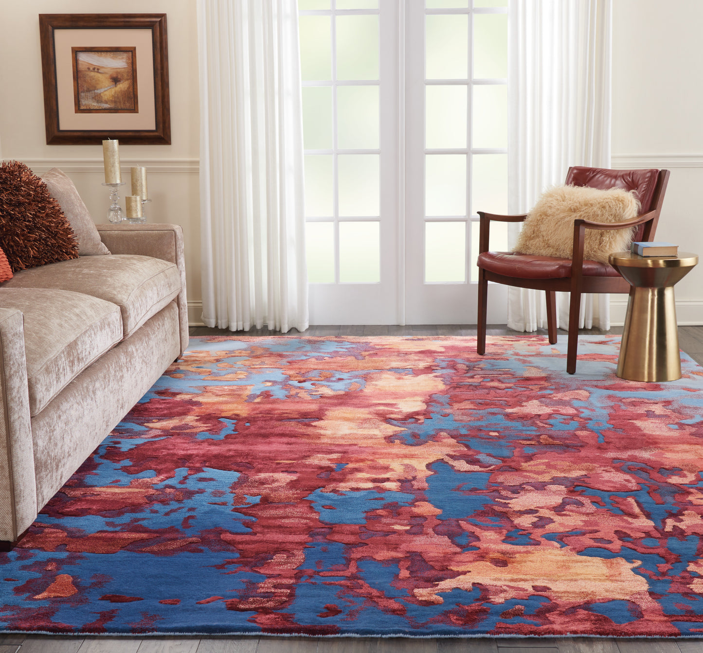 Nourison Prismatic 8'6" x 11'6" Blue/Flame Modern Indoor Rug