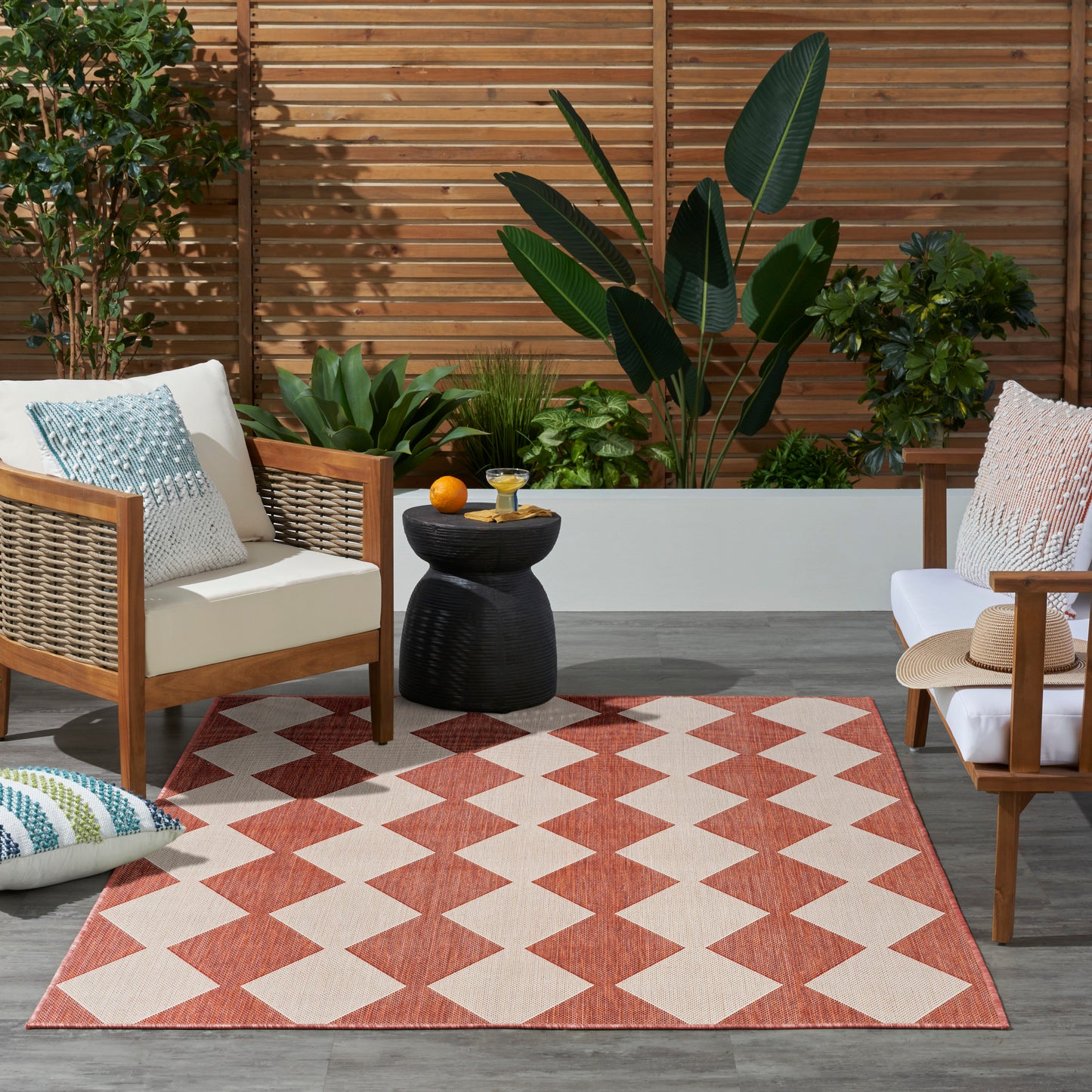 Nourison Positano 4' x 6' Terracotta Modern Rug