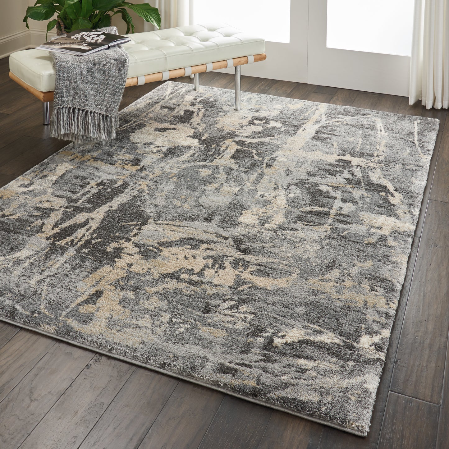 Nourison Fusion 5'3" x 7'3" Grey Modern Indoor Rug