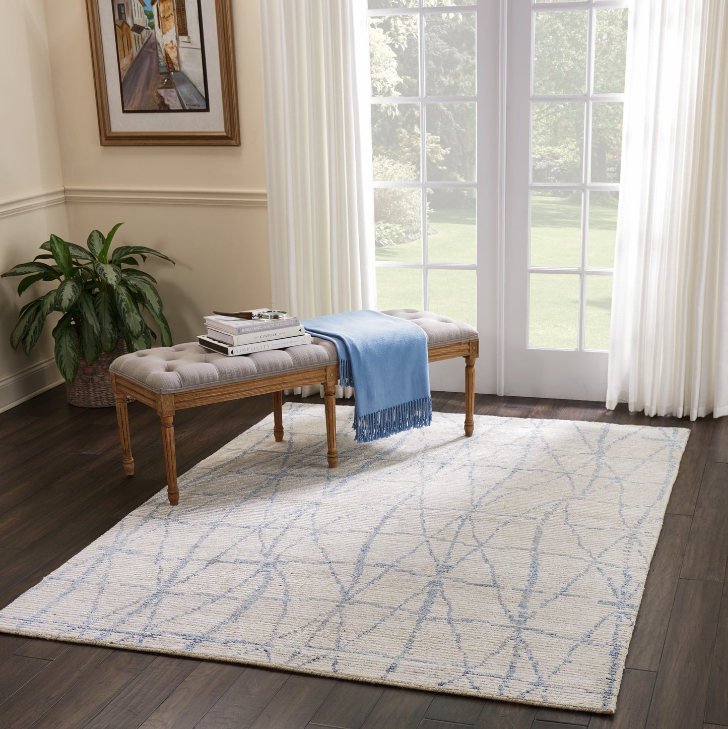 Nourison Ellora 5'6" x 7'5" Sky Scandinavian Indoor Rug